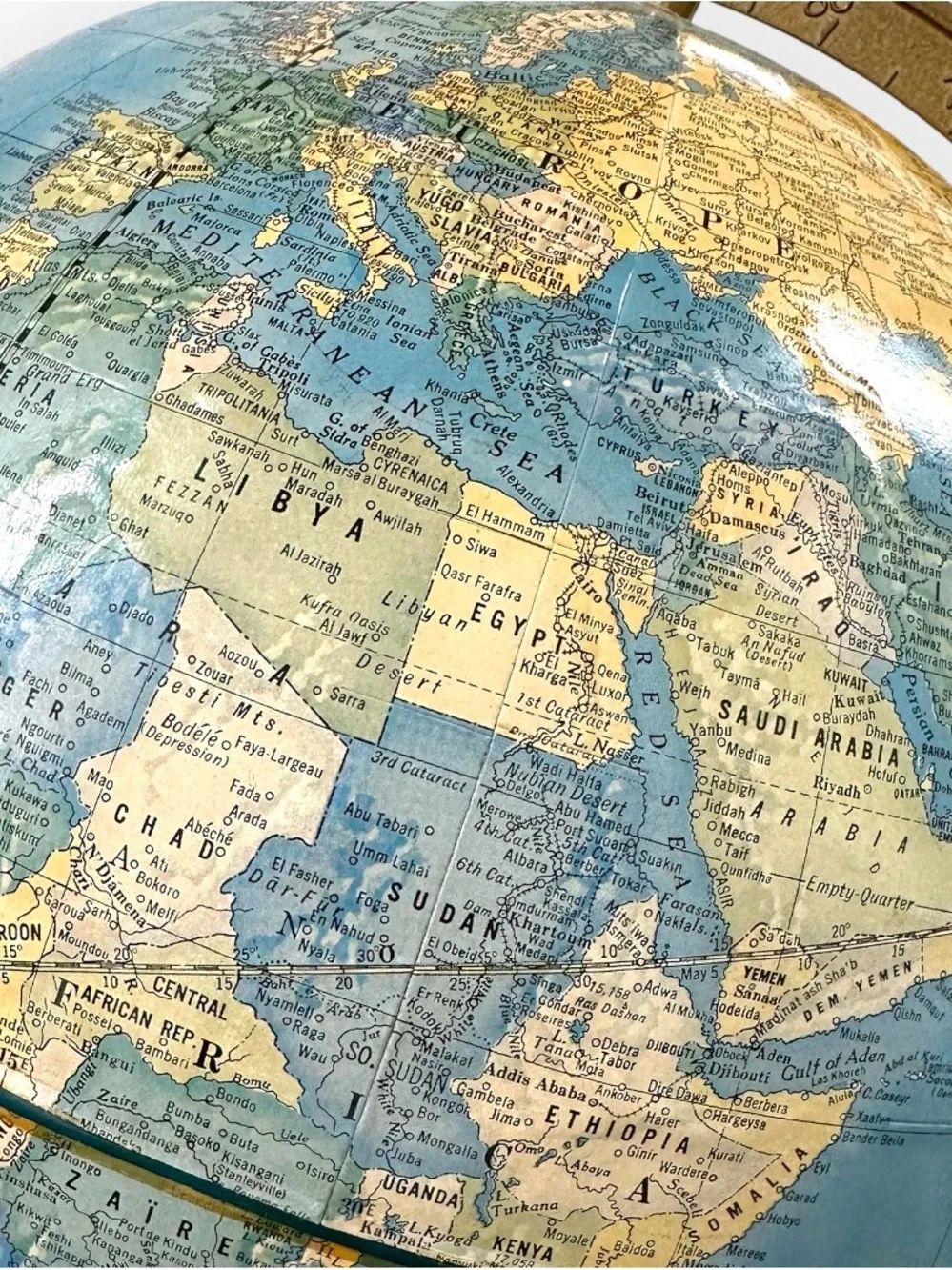 Vintage Cram’s Imperial C87 12” World Globe Blue Gold MCM Library Decor USA
